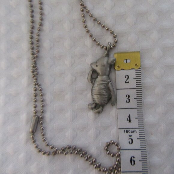 Pewter Winnie the pooh Piglet Necklace Pendant on a Sink Chain - Picture 8 of 9